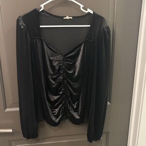 JODIFL Black Ruched Blouse